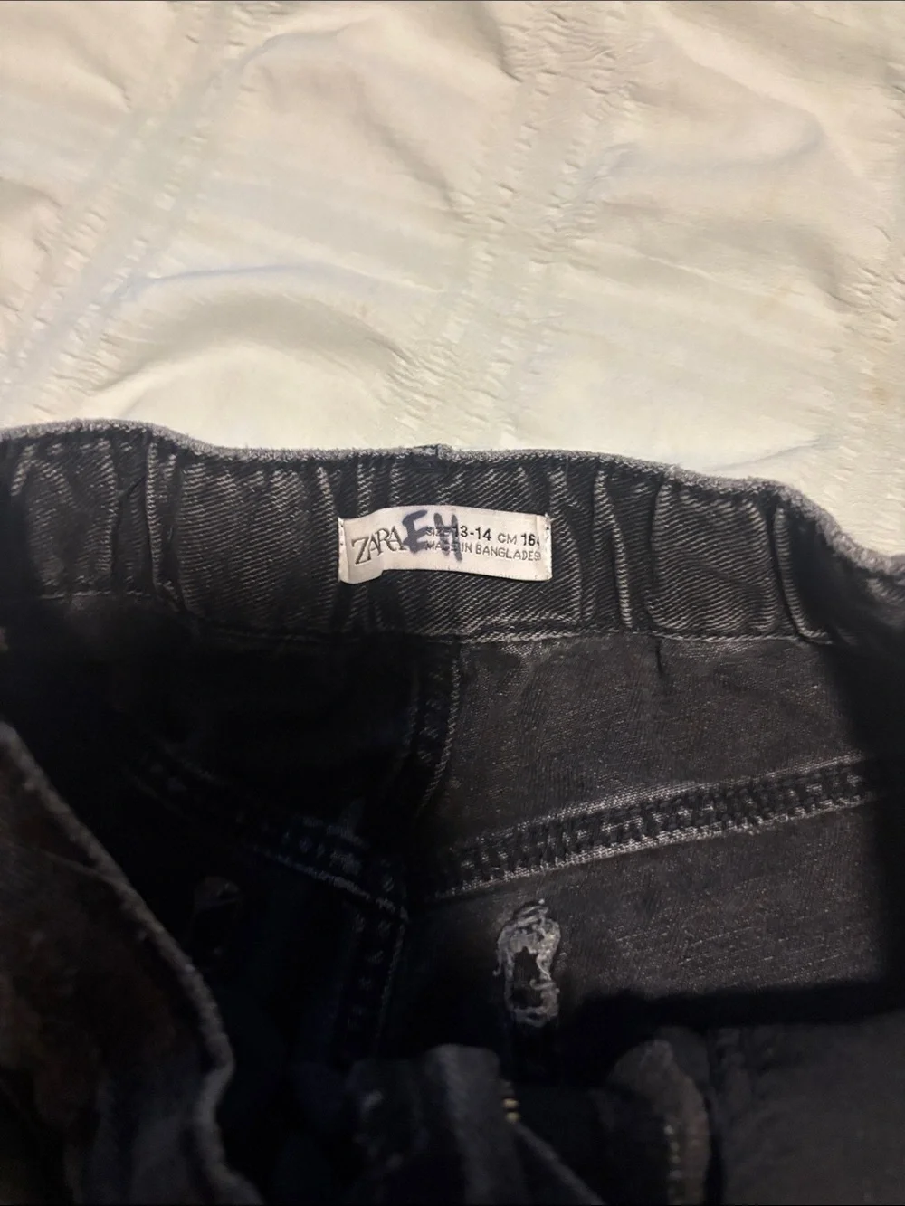 Zara Charcoal Black Distressed Denim Shorts